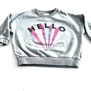 Piupiuchick Organic Cotton Hello Sweatshirt Green Unisex Size 12 M Minimalist